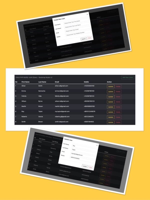 CRUD PHP MySQL AJAX JQuery Using Bootstrap V.5 | Matter Devs